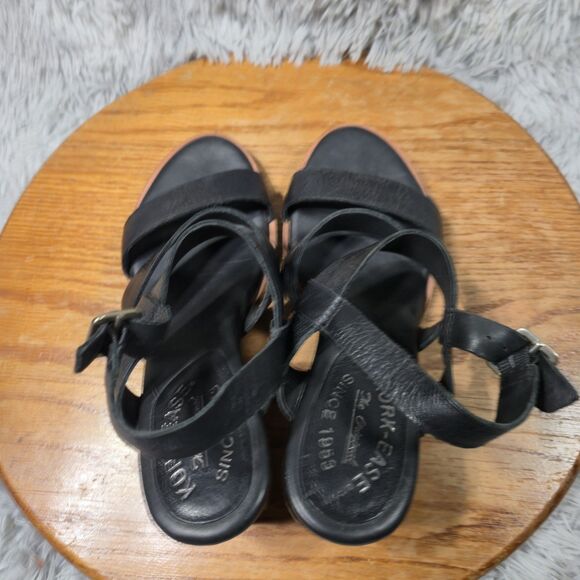 Kork-Ease Marianna Style Women Size 7M Strappy Black Leather Sandals (Winter Dis - Picture 7 of 8